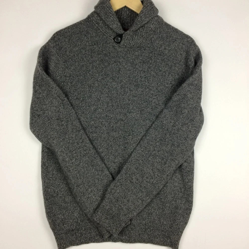 Hudson North Sweater Mens Small Wool Blend Shawl Collar Long Sleeve Grey Outdoor - Picture 1 of 16